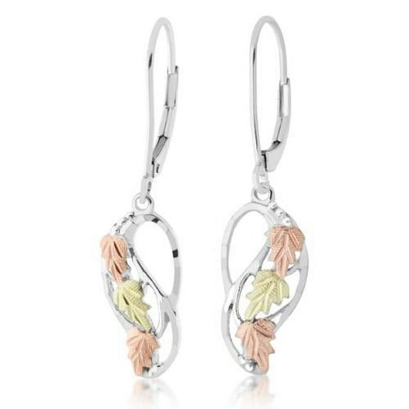 Mt Rushmore Black Hills Gold MR3321LR Black Hills Gold on Silver Free Form Leverback Earrings