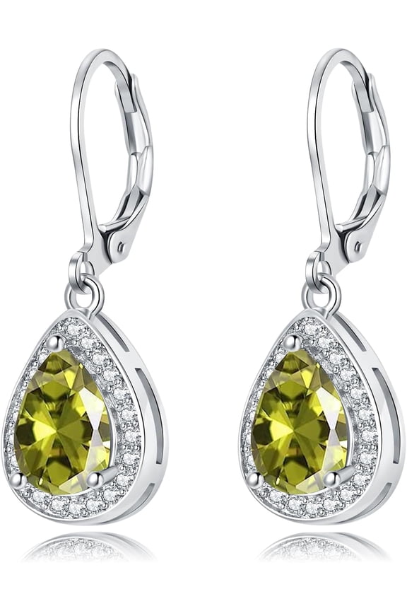Leverback Dangle Earrings for Women Trendy Multicolor Pear Cubic Zircon Earrings Birthstone Teardrop Drop Earrings Jewelry Gifts for Everyday Party Wedding 14K White Gold | 24K Gold Plated[t3800]