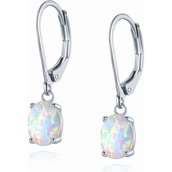 Leverback Dangle Earrings for Women,Created Opal/Amethyst/Topaz Gemstone Drop Earings Hypoallergenic Gifts
