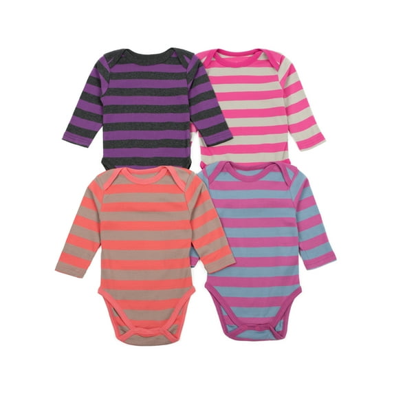 Baby Cotton Bodysuits Striped 4-Pack