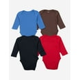 thumbnail image 1 of Leveret Baby Four Pack Long Sleeve Bodysuits Cotton Solid Boys 12-18 Month, 1 of 3