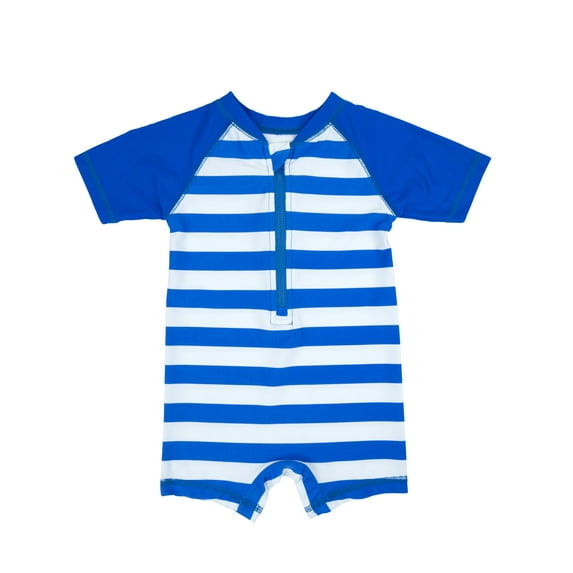Leveret Baby One Piece Rashguard Striped Blue and White 3-6 Month