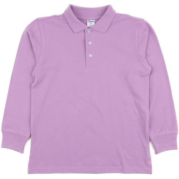 Leveret Boys Long Sleeve Cotton Polo Shirt Purple 2 Year
