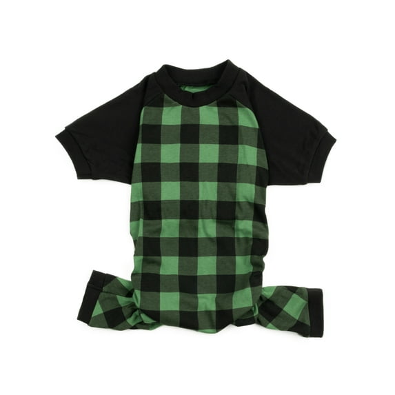 Leveret Dog Cotton Pajama Black & Green Plaid L
