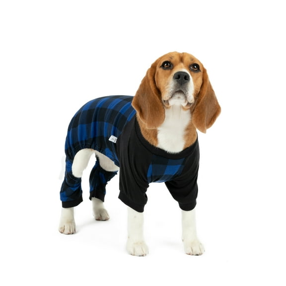 Leveret Dog Cotton Pajama Black & Navy Plaid M