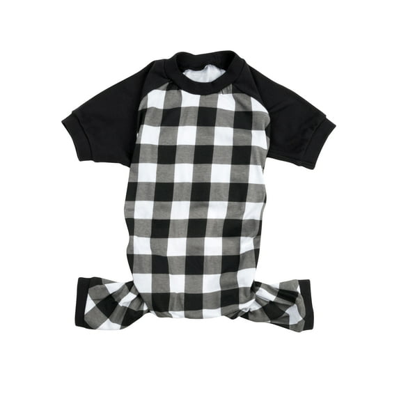 Leveret Dog Cotton Pajama Black & White Plaid XS