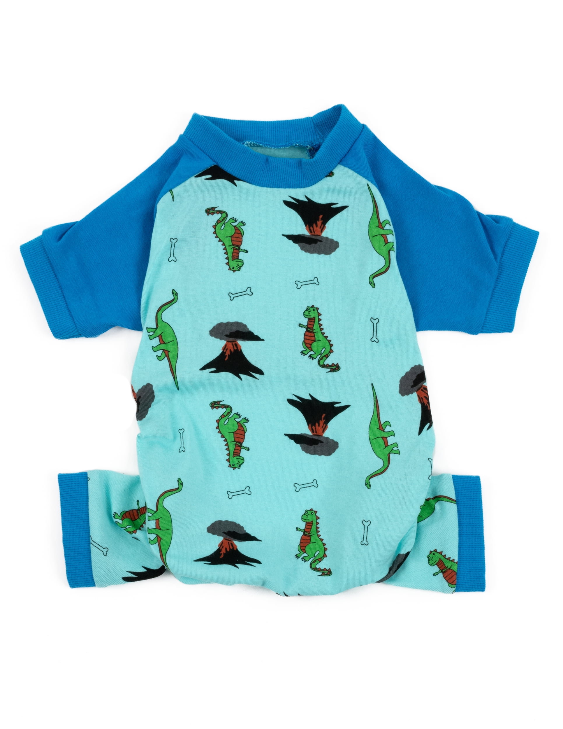 Skating Dinos  - Dog Pajama with Green Neck & Trim/Sleeves