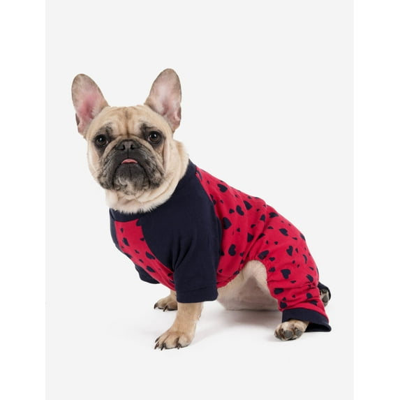 Leveret Dog Cotton Pajama Navy Hearts XXL