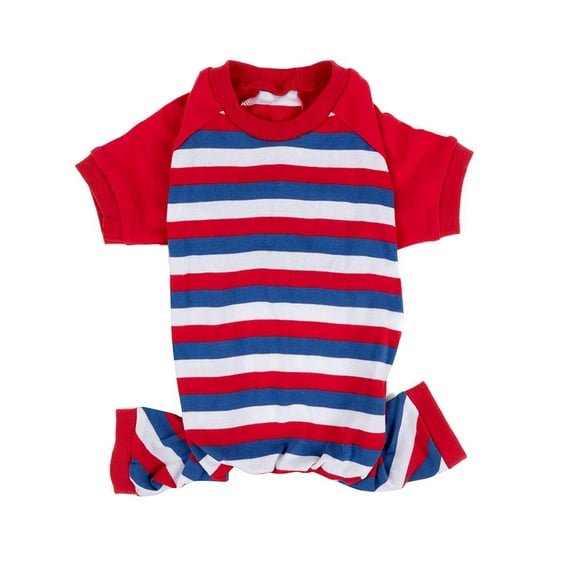 Leveret Dog Cotton Pajama Red White & Blue Stripes S