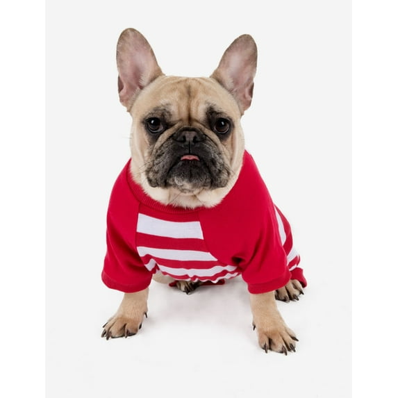 Leveret Dog Cotton Pajama Red & White Stripes L