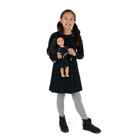 Leveret Girl Bow Tie Dress Navy 8 Year