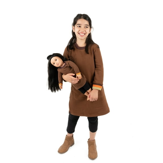 Leveret Girl Sweat Dress Brown 4 Year