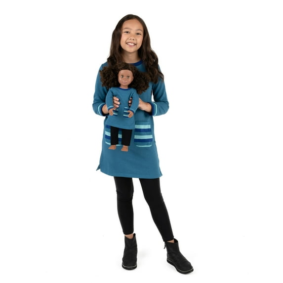 Leveret Girl Sweat Dress Teal Blue 3 Year