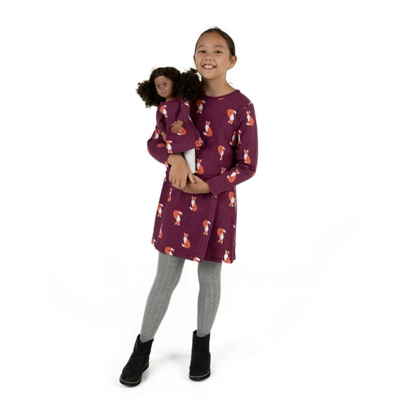 Leveret Girl and Doll Cotton Dress Fox 4 Year