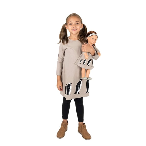 Leveret Girl and Doll Cotton Dress Penguin 10 Year