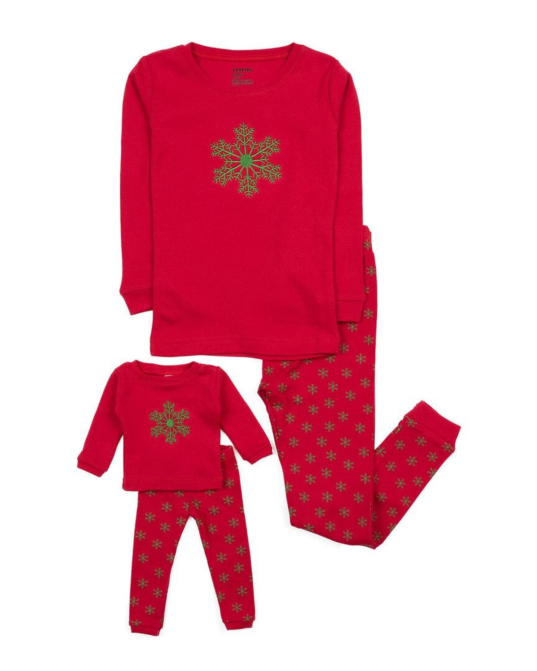 Girls Red Gray Be Unique Glitter Holiday Snowflake Pajamas Christmas Sleep Set Walmart