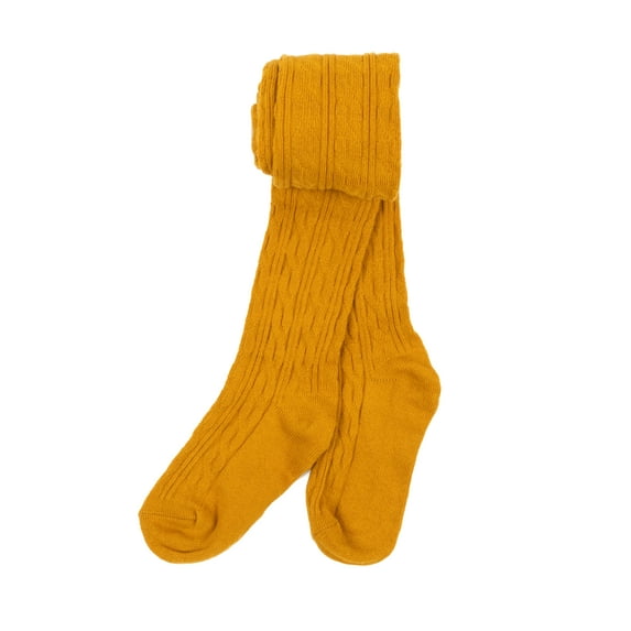 Leveret Girls Knit Tights Boho Solid Color Color: Gold Size: 4-6