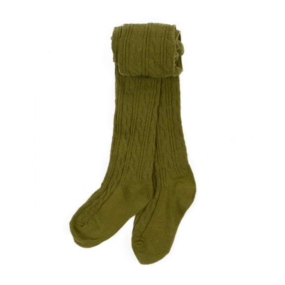 Leveret Girls Knit Tights Boho Solid Color Color: Olive Size: 6-12MONTHS