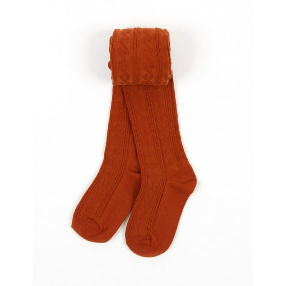 Leveret Girls Knit Tights Boho Solid Color Color: Rust Size: 6-18MONTHS