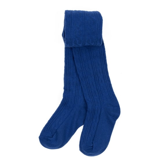 Leveret Girls Knit Tights Boho Solid Color Color: True Navy Size: L