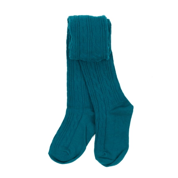 Leveret Girls Knit Tights Boho Solid Color Color: Turquoise Size: 10-12