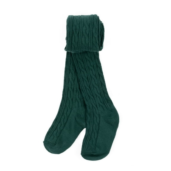 Leveret Girls Knit Tights Boho Solid Color Color: Uniform Green Size: 10-12
