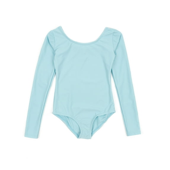 Leveret Girls Long Sleeve Leotard Classic Solid Color Color: Light Blue Size: X SMALL