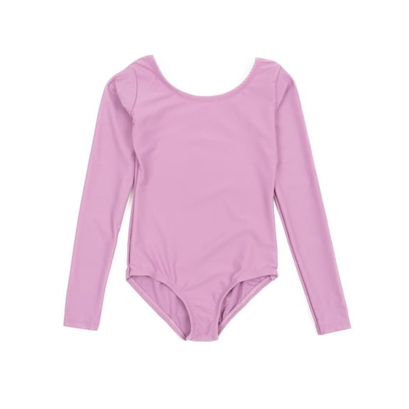 Leveret Girls Long Sleeve Leotard Classic Solid Color Color: Purple Size: XS SLIM