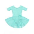 thumbnail image 1 of Leveret Girls Short Sleeve Skirt Leotard Classic Solid Color Color: Aqua Size: MEDIUM, 1 of 2