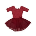 thumbnail image 1 of Leveret Girls Short Sleeve Skirt Leotard Classic Solid Color Color: Maroon Size: X SMALL, 1 of 2