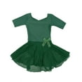 thumbnail image 1 of Leveret Girls Short Sleeve Skirt Leotard Classic Solid Color Color: Uniform Green Size: MEDIUM, 1 of 2