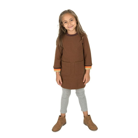 Leveret Girls and Doll Sweat Dress Brown 14 Year