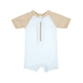 thumbnail image 1 of Leveret Kids Baby Boys Girls One Piece Rashguard UPF 50+ Solid Beige/White Size 18-24 Months, 1 of 5