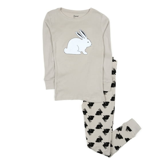 Leveret Kids Boys Girls Two Piece Cotton Pajamas Bunny Grey 12 Year