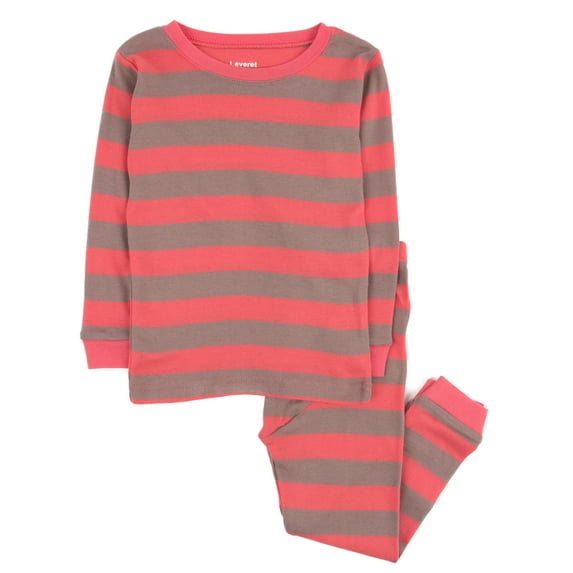 Leveret Kids Boys Girls Two Piece Cotton Pajamas Rose & Antler Stripes 12-18 Month