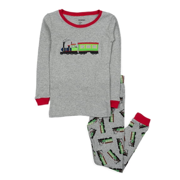 Leveret Kids Boys Girls Two Piece Cotton Pajamas Train 3 Year