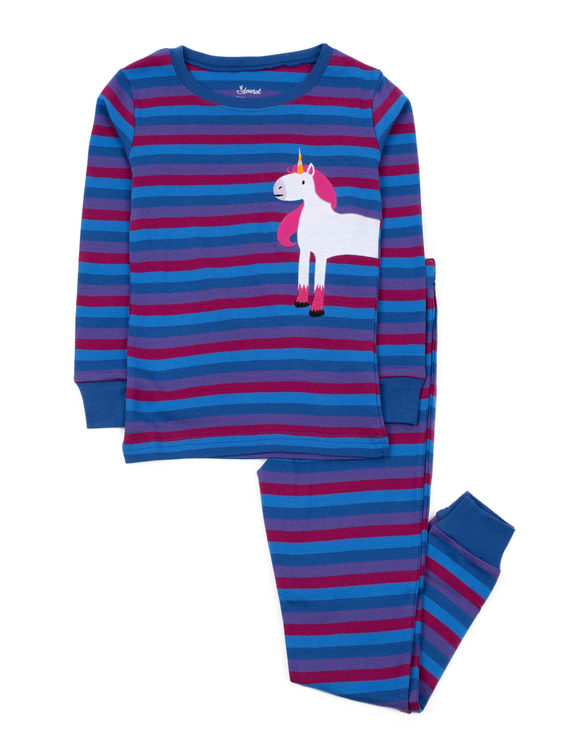 Leveret Kids Boys Girls Two Piece Cotton Pajamas Unicorn Stripes 10 Year 