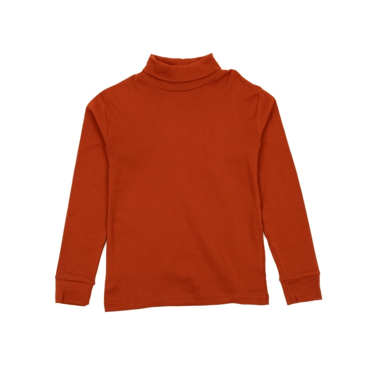 Leveret Kids Cotton Turtleneck Rust 12 Year