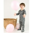thumbnail image 1 of Leveret Kids Footed Cotton Pajama Boys Striped Color: Dark Gray Light Gray Size: 5T, 1 of 3
