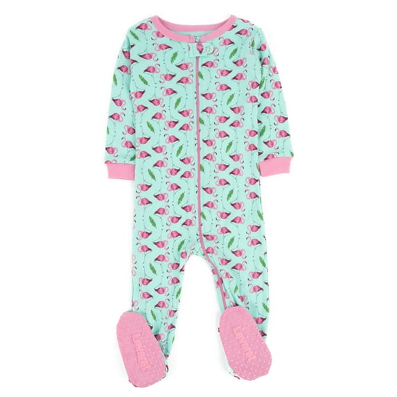 Leveret Kids Footed Cotton Pajama Flamingo 2 Year