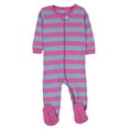 thumbnail image 1 of Leveret Kids Footed Cotton Pajama Girls Striped Color: Purple Denim Size: 12-18MONTH, 1 of 3