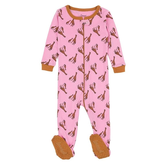 Leveret Kids Footed Cotton Pajama Pink Horse 2 Year