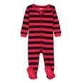 thumbnail image 1 of Leveret Kids Footed Cotton Pajama Red & Black Stripes 2 Year, 1 of 4