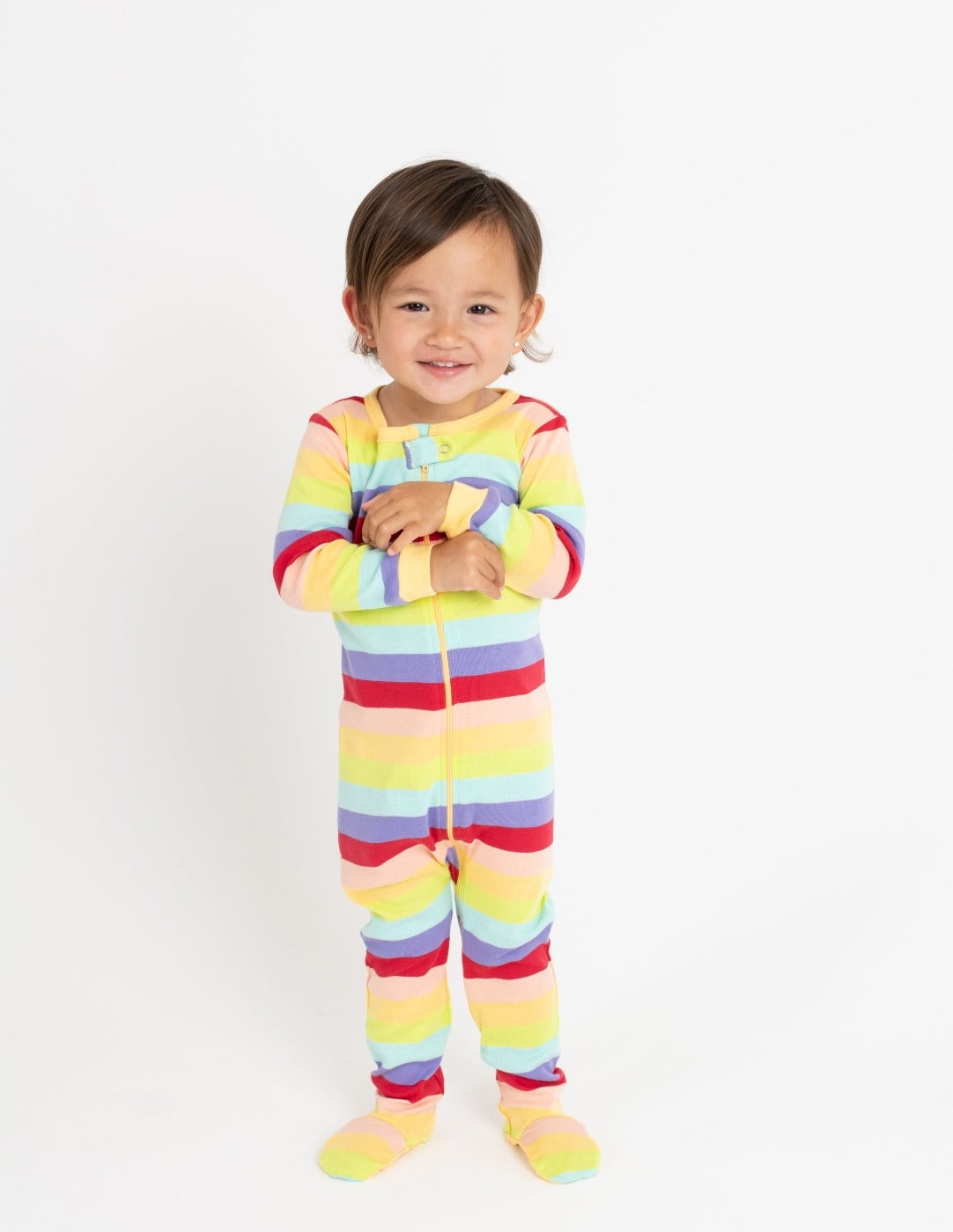 Leveret Kids Footed Cotton Pajama Striped Colorful Girls 12-18 Month