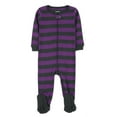 thumbnail image 1 of Leveret Kids Footed Cotton Pajama Striped Purple and Dark Gray 12-18 Month, 1 of 3