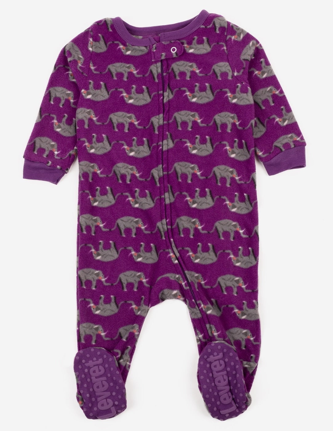 Leveret Kids Footed Fleece Pajama Purple Elephant 612 Month