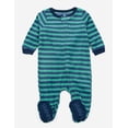 thumbnail image 1 of Leveret Kids Footed Fleece Pajama Striped Blue and Green 3 Year, 1 of 3