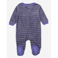thumbnail image 1 of Leveret Kids Footed Fleece Pajama Striped Purple and Gray 6-12 Month, 1 of 3