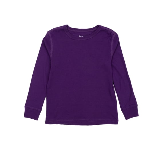 Leveret Kids Long Sleeve Cotton T-Shirt Dark Purple 4 Year