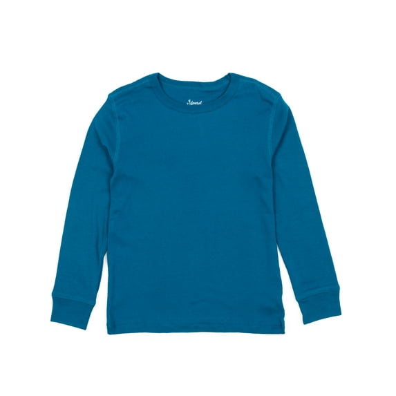 Leveret Kids Long Sleeve Cotton T-Shirt Teal Blue 8 Year